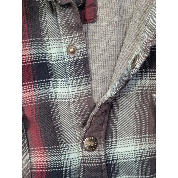 Grizzly Mountain Shirt Jacket Mens XL Flannel Red Gray Plaid Lined Shacket Snap - Picture 13 of 14